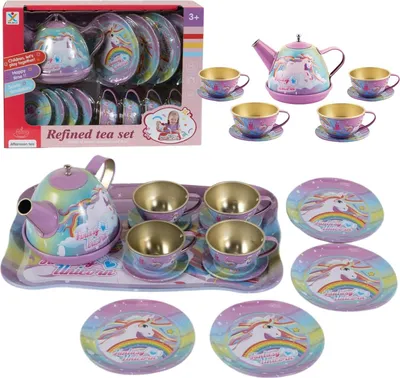 Produktbild von Teeset Einhorn Tablett Teller Tassen Küche Set