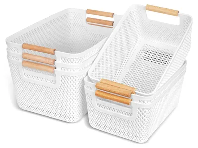 Obrázek produktu pro 6 kusů úložných boxů, bílé, plastové, bez víka