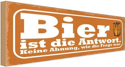 Produktbild von vianmo Holzschild 10x27 cm Bier ist die Antwort Frage war