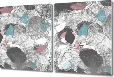 Produktbild von Glas-Herdabdeckplatte Glaskeramikkochfeld-Abdeckung Spritzschutz - 2x 40x52 cm - Abstrakt Floral blau