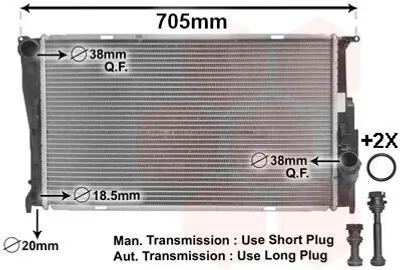 Produktbild von VAN WEZEL 06002293 Kühler Wasserkühler Motorkühler für BMW 3 Touring (E91) 3 Limousine (E90) 1 Schrägheck (E87) X1 (E84) 3 Coupe (E92)