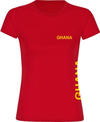 Produktbild von multifanshop Damen T-Shirt - Ghana - Brust & Seite, rot, Größe M
