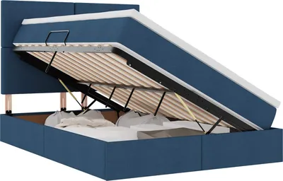 Produktbild von vidaXL LED-Speicherbett mit Matratze Blau 140 x 190 cm Stoff