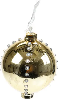 Produktbild von Weihnachtskugel mit 44 LEDs von Christmas Gifts, 6 Licht-Modi, Kunststoff, Christbaumkugel, Adventsdekoration, mit Aufhänger, Ø ca. 8 cm, Netzkabel ca. 155 cm, 230V/50Hz, Farbe Gold