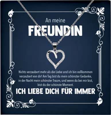 Produktbild von 22Feels Echt Silber Halskette - Freundin Geschenk Frauen Schmuck Set Jahrestag Valentinstag  Geburtstag Weihnachten - Herz Anhänger, Karte