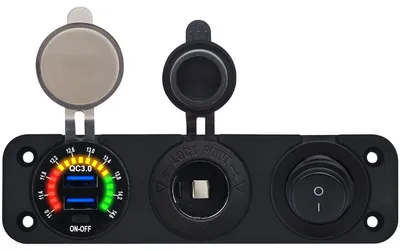 Produktbild von ProRide 12V USB-Lader 2 Ports QC3.0 – 3-fach Einbaupanel + Schalter