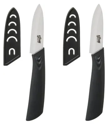 Produktbild von 5five Simply Smart Keramik-Schälmesser Zirco 2er Set, Keramik, PP-Kunststoff, Grau, Klinge 7.7 cm, 146635