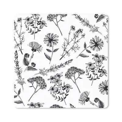 Produktbild von MuchoWow® Mauspad Mousepad Blumen - Kräuter - Muster 20x20 cm - Mousepads - Maus Mat - Pad - Mausunterlage - Desk Mat - Bureauartikeln