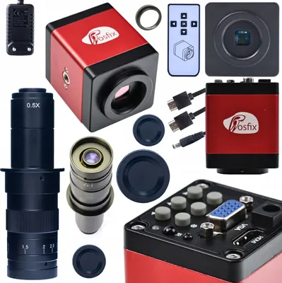 Immagine prodotto di Rosfix Set Draco RED PRO 2in1 – Telecamera per Microscopio 2MP HDMI/VGA + Obiettivo Zoom C-mount 180x | FullHD, 60fps, 1920×1080