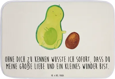Produktbild von Mr. & Mrs. Panda Badematte Avocado Kern rollt - Weiß - Geschenk, Liebe, Geburtstag, Duschvorleger, Wunder, Badvorleger, Badteppich, Badezimmerteppich, Gesund, Baby