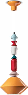 Produktbild von Hängeleuchte Keramik E27 Gelb Bunt Retro Design Keramiklampe