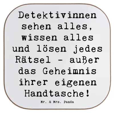 Produktbild von Mr. & Mrs. Panda Tassenuntersetzer Spruch Detektivin Rätsel - Weiß - Geschenk, Berufe, kreative Geschenke, Coaster, lustiger, Untersetzer für Gläser, Tischuntersetzer