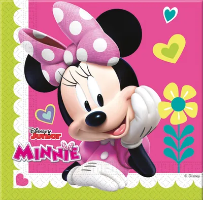 Zdjęcie produktu dla Serwetki papierowe na przyjęcie Myszka Minnie - Szczęśliwi Pomocnicy - 33x33 cm - 20 szt