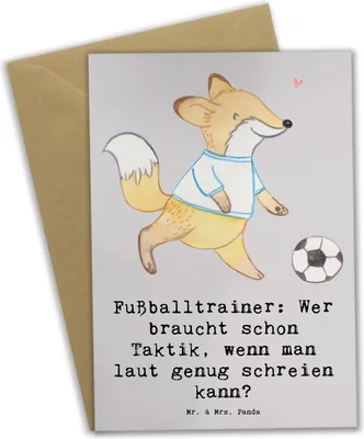 Produktbild von Mr. & Mrs. Panda neujahrskarte Fußballtrainer Motivation - Grau Pastell - Geschenk, Beruf, Inspiration, hochzeitskarten, Grußkarten, Berufsliebe, Taktik, einladungskarten
