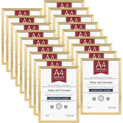 Image de Lot de 18 cadres photo A4, couleur or, pour photos et documents de 21x29,7 cm