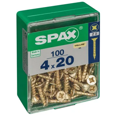 Image de Lot de 100 vis acier tête fraisée pozidriv SPAX, Diam.4 mm x L.20 mm