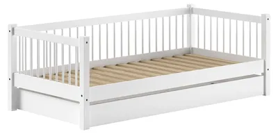 Produktbild von Kojenbett 90x200 Keeley Buche Kinder Weiß Massivholz Schublade