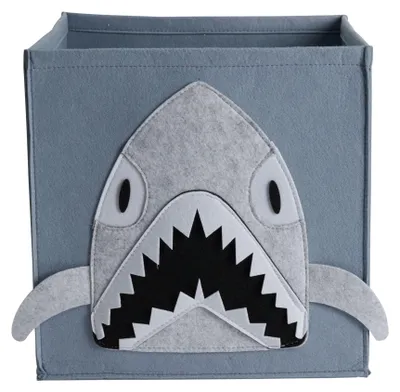 Image de Boîte de rangement pour enfants, 30 cm, motif requin - grise, H&L