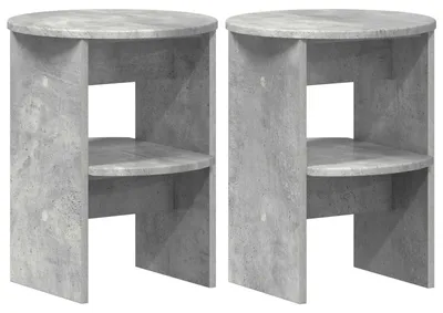 Image de Meuble d'appoint, lot de 2, gris béton, Ø 40 x 50 cm, aggloméré