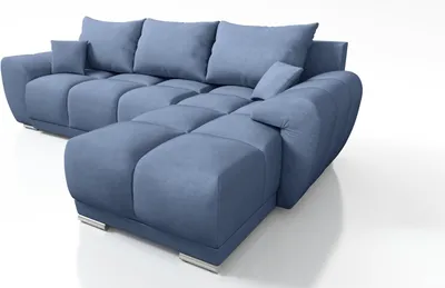 Produktbild von Easy Furniture Velvet Ecksofa in L-FORM Universelle Seitenauswahl 289 x 189 cm - Sofa mit Schlaffunktion - Schlafsofa mit Bettkasten - Farbe: Blau