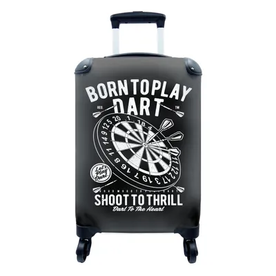 Produktbild von MuchoWow® Koffer Handgepäck Trolley Rollkoffer Kleine Reisekoffer mit 4 Rollen - Mannshöhle - Dartscheibe - Vintage - Cabin Size < 55x40x23 cm & 55x40x20 cm - Fotokoffer - Kabinenkoffer - Boardgepäck - Reise-Box - Reisekoffer - Reisegepäck - Koffer mit Bild - Trolley für Kinder