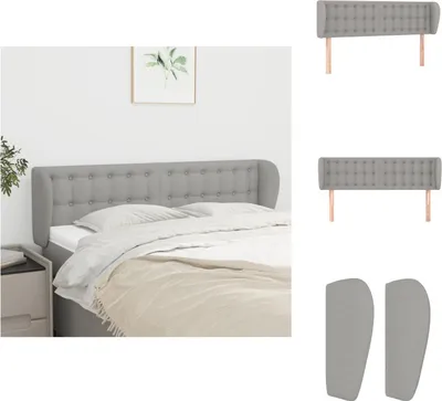 Produktbild von vidaXL Kopfteil mit Ohren Hellgrau 147x23x78/88 cm Stoff -  Kopf- & Fußenden