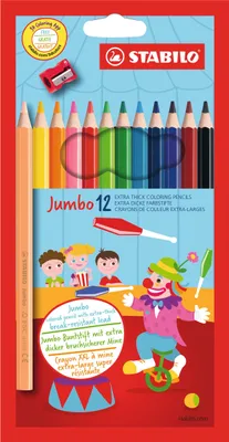 Produktbild von Dicker Buntstift - STABILO Jumbo - 12er Pack - mit 12 verschiedenen Farben - inklusive Spitzer