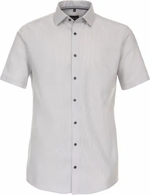 Produktbild von VENTI Herren Businesshemd Kurzarm Kent Modern-Fit Silber Struktur 37