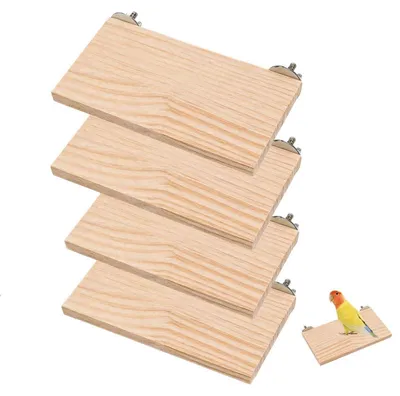 Zdjęcie produktu dla Półki drewniane dla ptaków i małych zwierząt, 4 sztuki, 19x10x1,2 cm
