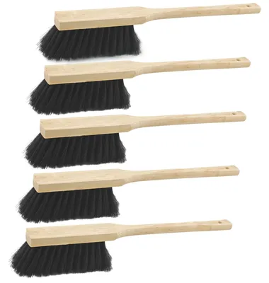 Imagen del producto de Novaliv, juego de 5 escobas de mano de alta calidad, con mango largo de 45 cm y mango de madera, con cerdas finas para una limpieza eficaz. Versátil para diversas aplicaciones en el hogar: polvo, suciedad, pelo. Duraderas, fabricadas en madera