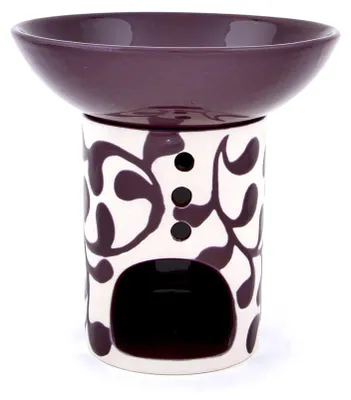 Produktbild von Duftlampe Liane Aubergine, große, abnehmbare Schale, Fair Trade, Aromalampe aus Keramik