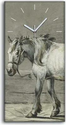 Produktbild von Wandbild Leinwand Bilder mit Uhr Geräuschlos 30x60 Malerei Tier Pferd Kunst - weiße Hände