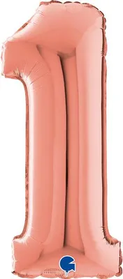 Image de Ballon en aluminium n° 1, or rose - 66 cm, Grabo