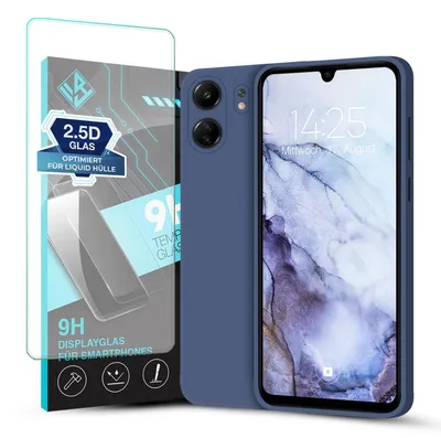 Produktbild von Hülle für Xiaomi Redmi 13C mit 9H Displayglas Displayschutz Case Cover Bumper Smartphone Softgrip Schutzhülle Farbe: Lavendelblau