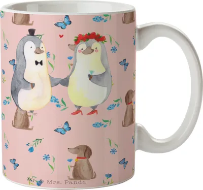 Produktbild von Mr. & Mrs. Panda Kaffeetasse Hund Blume - Rosa - Geschenk, Hunde, schöne tasse, Teetasse, Niedlich, Hundeliebe, Sprüche, cappuccinotasse, Kaffeebecher