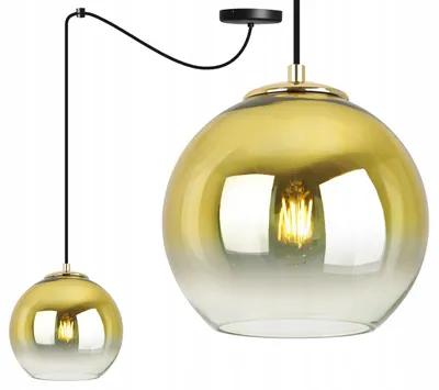 Produktbild von Goldene Pendelleuchte mit Lampenschirm 20 cm – Moderne Hängelampe / Kronleuchter für Wohnzimmer und Esszimmer