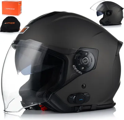 Immagine prodotto di Casco Jet con visiera parasole | ORIGINE PALIO 2.0 BT SOLID | Casco Jet con doppia visiera |  22.06 | Casco da moto con interfono Bluetooth  | XL (61-62 cm)