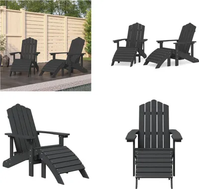 Obrázek produktu pro vidaXL Adirondack zahradní židle 2 ks s taburetem HDPE bílá - zahradní židle - zahradní židle - venkovní židle - zahradní křeslo
