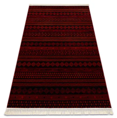 Imagen del producto de ORIENT 5132 Alfombra burdeos / negra Oriental, con flecos rojo 100x200 cm