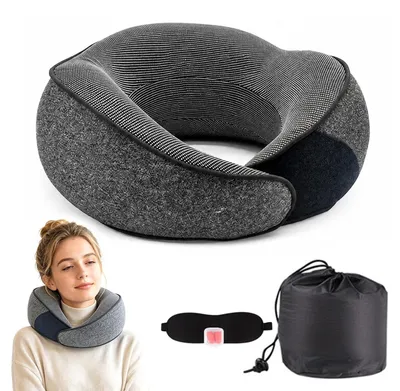 Zdjęcie produktu dla Ergonomiczna poduszka pod głowę do podróży samolotem z maską na oczy