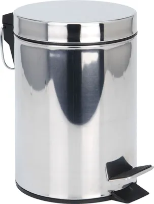 Image de Poubelle à pédale en inox ronde - 3 litres - Poubelle à cosmétique en métal au design intemporel - Poubelle à pédale petite avec seau intérieur amovible pour salle de bain cuisine