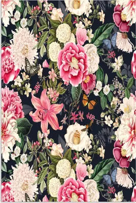 Produktbild von MuchoWow® Poster Blumen - Muster - Rosa 40x60 cm - Plakate für die Wand - Poster Babyzimmer