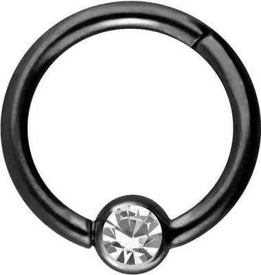 Produktbild von Ohrpiercing, Nasenpiercing, Septum Piercing Chirurgenstahl Segmentring Clicker KRISTALL Schwarz Innendurchmesser: 7 mm