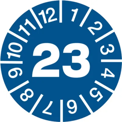 Produktbild von Dreifke® Aufkleber Jahresprüfplaketten, Jahresfarben, Folie, Ø 30 mm - Bogen ...