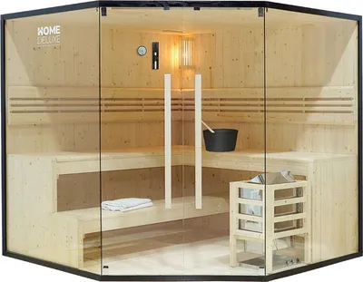 Produktbild von HOME DELUXE - Traditionelle Sauna - Shadow XL BIG - 200 x 200 x 190 cm - für 6 Personen - Fichtenholz, inkl. Saunaofen I Dampfsauna Aufgusssauna