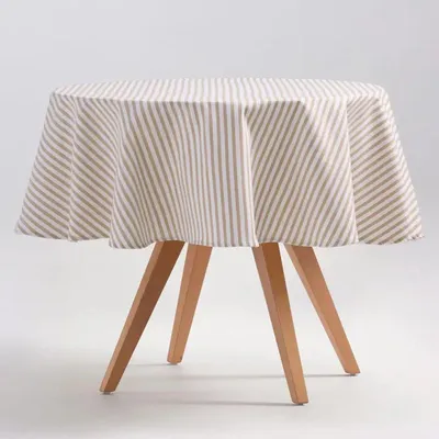 Obrázok produktu pre GAMUSI ARENZA, okrúhla, pruhovaná obrus, odolná voči škvrnám, bavlna, 155x155 cm – OEKO-TEX
