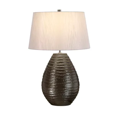 Image de Lampe de table en céramique Brunswick gris-argenté, 1xE27x60W, céramique / plâtre, dimensions : 66x43x26,5 cm, IP20, Elstead