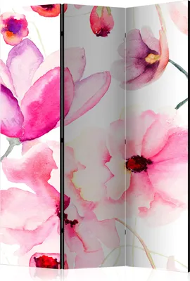 Produktbild von Neuheit! Dekorativer Paravent Raumteiler Trennwand Foto-Paravent Spanische Wand XXL BLUMEN AQUARELLE 135x172 cm p-B-0054-z-b