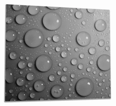Produktbild von Wallario Herdabdeckplatte aus Glas, Größe 60 x 52 cm 1-teilig, Motiv Wassertropfen in schwarz weiß