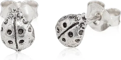Produktbild von Paar Ohrstecker Marienkäfer 8mm Silber 925 Käfer Amulett Keltische Ohrringe